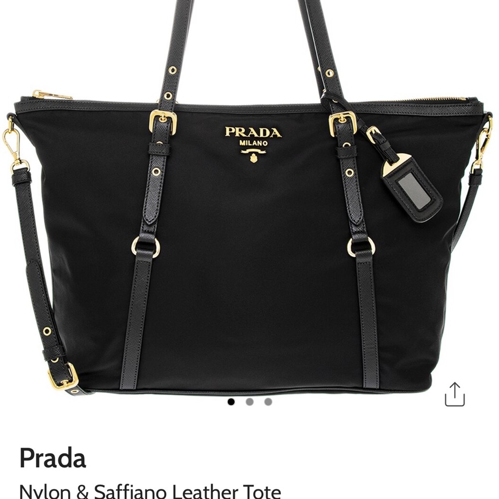 Prada Black Nylon and Leather Tote